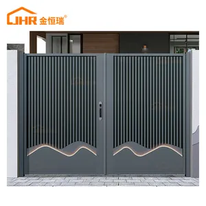 JHR Driveway kapısı alüminyum kapılar ve çitler Modern sürgülü kapı demir çit kapısı tasarımları ön metre için Metal ana kapılar