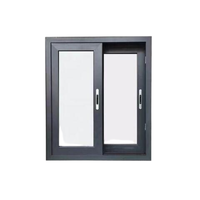 Ventana Moderna de Aluminio con Doble Acristalamiento, Diseño de Rejilla, Ventanas Corredizas de Aluminio, Ventanas Negras Estilo Colonial