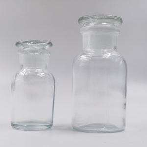 Hot Selling Clear Amber <b>Glass</b> Airtight Wide Mouth Reagent Bottle <b>With</b> <b>Cork</b> Stopper for Reagent Apothecary <b>Jar</b> <b>with</b> <b>Glass</b> <b>Lid</b> - Product Image 6