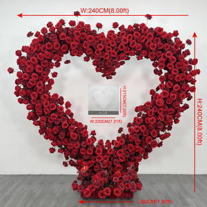 Arco Floreale <span class=keywords><strong>Artificiale</strong></span> per Proposte di Matrimonio, Decorazione in <span class=keywords><strong>Seta</strong></span> con Rose Rosse a Forma di Cuore per Matrimoni e Feste - Product Image 2