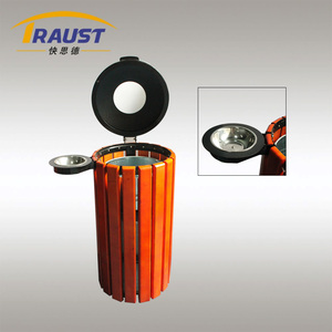 Traust 60L thép ngoài trời PS gỗ Thùng rác nhà máy Nhà cung cấp Nhà sản xuất thường vụ Cấu trúc thùng rác rác thải có thể bin - Product Image 4