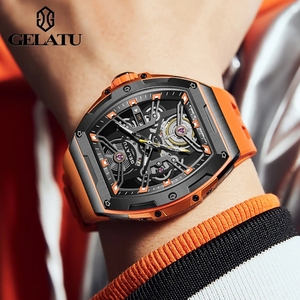 Montre mécanique automatique à remontage automatique GELATU pour homme, de haute qualité, à cadran ajouré, avec miroir saphir, étanche et lumineuse - Product Image 3