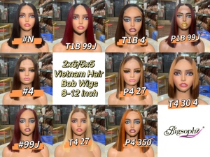วิกผมสีบลอนด์แบบตรง 8 นิ้ว วิกผมแท้แบบมีปอยผมด้านหลัง 2x6 แบบ Kim K  วิกผมไฮไลท์สี P4/350 - Product Image 4