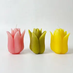天然香水郁金香花朵形状芳香批发大豆蜡设计香味蜡烛豪华蜡烛散装形状