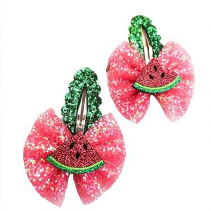 Lindos Lazos de Tela con Lentejuelas para Bebés y Niñas, Pinza para el Cabello con Diseño de Sandía de Dibujos Animados - Product Image 1