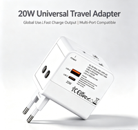 Adaptateur de voyage universel mini PD FOXCAN-20W, prise US UK AU EU 4 prises pour plus de 200 pays du monde entier, téléphone, ordinateur portable, accessoires de voyage