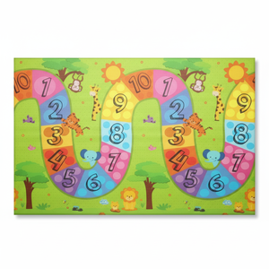 Tapis de jeu double face 160x140x1,5 cm XPE pour bébé-Mousse enroulable imperméable et non toxique avec numéro de route coloré pour les voyages funky - Product Image 1
