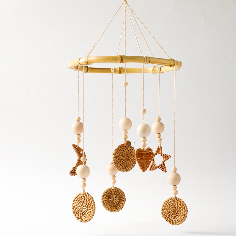 Детская музыкальная подвесная игрушка ручной работы из ротанга