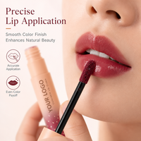 Brillo Labial en Tubo Degradado OEM/ODM, Etiqueta Privada, Venta al por Mayor, Fórmula Cremosa Rojo Baya con Partículas, Tapa Color Durazno Mate, Base de Vidrio