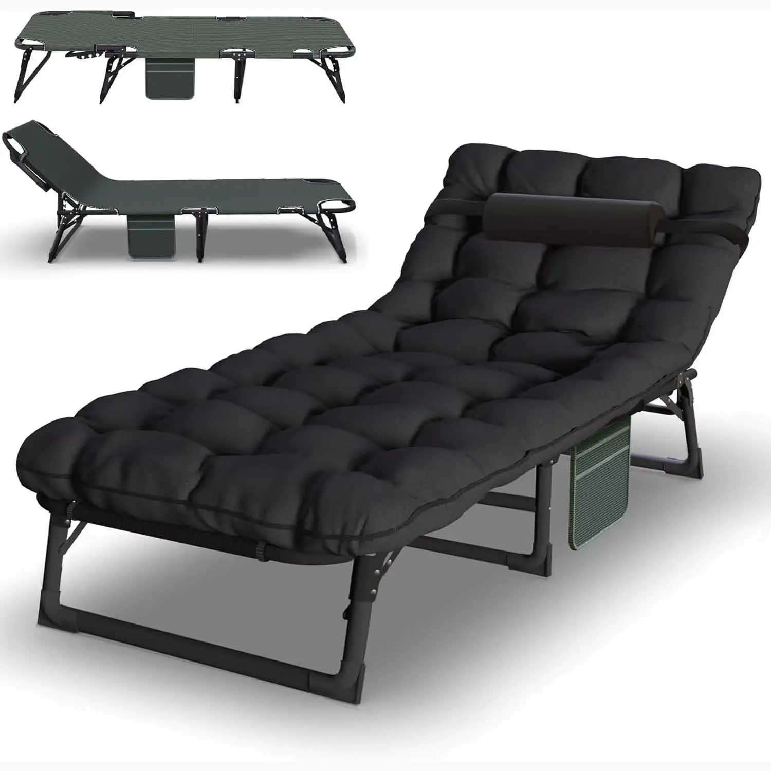 เก้าอี้พับได้แบบพกพาสำหรับตั้งแคมป์ปรับนอนได้พร้อมฟูกกลางแจ้งลานกลางแจ้งเก้าอี้พับได้เตียงนอนเล่น