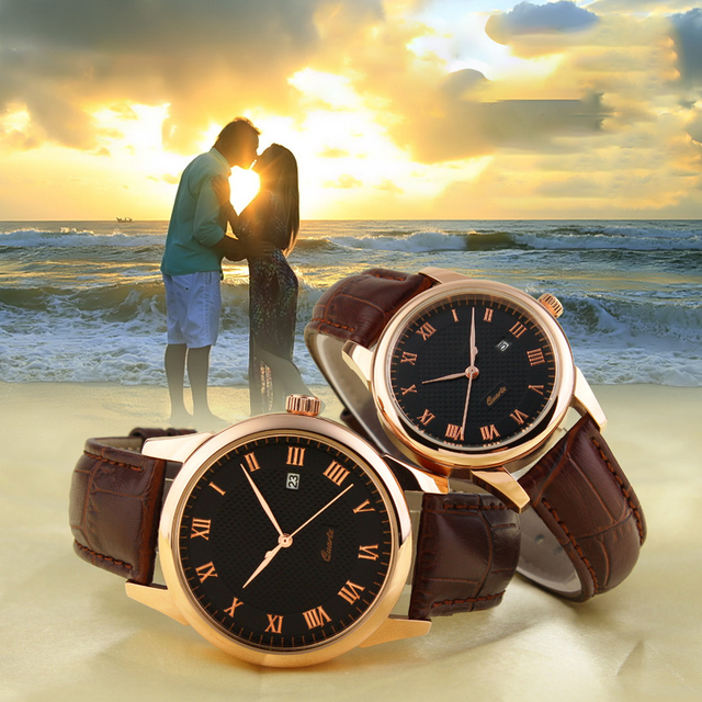 UMEISHI Custom Design Ladies Men Quartz Wrist Watches Glass Pointer Stainless Steel 5BAR Waterproof Genuine Leather Strap