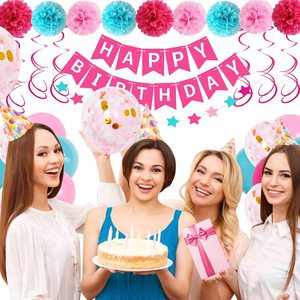 Kit <span class=keywords><strong>de</strong></span> suministros para fiesta <span class=keywords><strong>de</strong></span> <span class=keywords><strong>feliz</strong></span> cumpleaños, 38 Uds., globos <span class=keywords><strong>de</strong></span> látex para niñas y mujeres, decoraciones <span class=keywords><strong>de</strong></span> <span class=keywords><strong>feliz</strong></span> cumpleaños rosas, rojas y rosas - Product Image 2