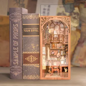 CuteBee - Kit de brinquedos para casa de bonecas em madeira estilo musical, modelo de construção de ritmo secreto, livro com tampa contra poeira