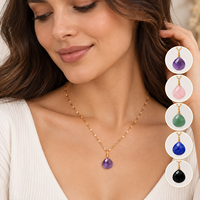 Collier avec pendentif en pierre naturelle à facettes en forme de larme, chaîne dorée, bijoux pour femmes, à porter au quotidien