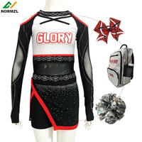 Seragam Cheerleader Desain Bebas untuk Anak-Anak, Pakaian Kompetisi Cheer dengan Hiasan Berlian Imitasi, Kostum Cheerleader