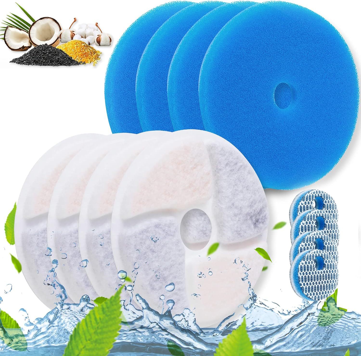 Ensemble 4P de cartouche filtrante blanche en coton bleu