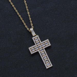<b>Cross</b> pendant, hip hop jewelry, simple for <b>men</b> and women, multi-row zirconium <b>cross</b> pendant necklace. - Product Image 3