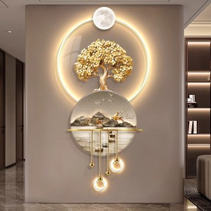 Décoration <span class=keywords><strong>murale</strong></span> moderne à LED <span class=keywords><strong>Arbre</strong></span> <span class=keywords><strong>de</strong></span> <span class=keywords><strong>vie</strong></span> doré Design Art déco lumineux pour la maison Ornement suspendu - Product Image 1