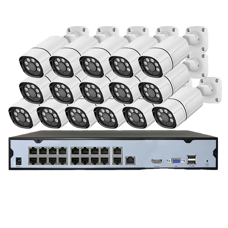 H.265 OEM 4CH 8ch16ch 32Ch 2MP 4MP Option Surveillance vidéo système de caméra de sécurité sans fil POE Nvr Kit 8mp