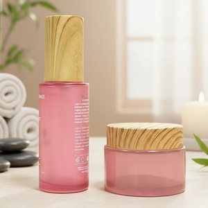 20ml 30ml 40ml 50ml Transparent pink Empty Essential Oil Serum Eye <b>Drop</b> Glass Bottle Bamboo Water Transfer Pump Caps - Product Image 1