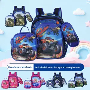 Детский школьный рюкзак LINDA, 3 предмета, 16 дюймов, с выдвижной ручкой, большой вместимости, 3D-жесткий корпус - Product Image 3