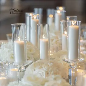 Portavelas transparente para boda, conjunto de 3 uds., suministros de decoración de boda, centro de mesa corto, candelabro de cristal