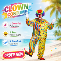 Nouvelle combinaison de clown d'Halloween pour adultes, costumes de scène pour la danse, cosplay, unisexe, polyester
