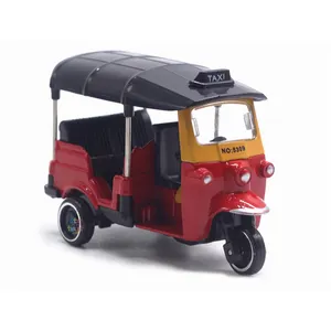 1/43 Scale Alloy Model Classic Tuk Tuk Taxi Thai Tricycle Taxi Car Toy Diecast Vehicles Express Delivery Collection Toy