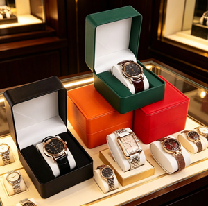 Boîte de rangement pour montres en cuir carrée vintage, avec coussin en velours amovible, boîte cadeau pour montre, pour cadeau d'affaires ou d'anniversaire - Product Image 2