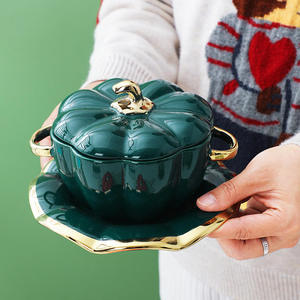 Tigela De Cerâmica Com Tampa Estofado Louça De Abóbora Cozinha Doméstica Tigela De Sopa Infantil Salada Louça - Product Image 5