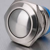 Tombol Tekan logam tahan air LED, 16mm 19mm 22mm 12v 1NO1NC, tombol putar sementara mobil motor