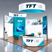 Stand d'exposition modulaire 20x20 pieds à montage rapide en aluminium tubulaire avec éclairage LED et panneau suspendu pour NEOCON