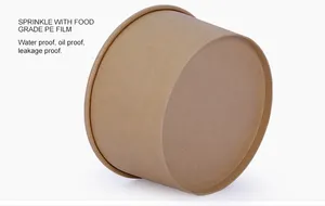 500 kraft tazón de papel de calidad alimentaria eco amigable llevar contenedor tazón de papel para ensalada