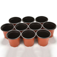 Pot Pembibitan Fleksibel Ramah Lingkungan PP 15cm/150mm dengan Lubang Drainase, Warna Terakota/Hitam untuk Kebun Rumah dan Bunga