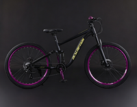Vélo de montagne à suspension intégrale 24/26/27,5 pouces, acier haute teneur en carbone, Soft-Tail, 8 vitesses, frein à disque mécanique, roues en alliage d'aluminium