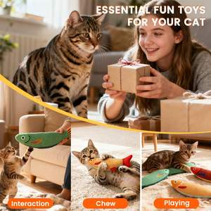 Juguete Masticable Duradero de Pez con Catnip para Gatos, Juguete para Gatos con Diseño de Peluche Estampado y Sonido, Alivio del Estrés, Suministros para Mascotas - Product Image 4