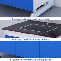 Banc de travail de laboratoire commercial tout acier pour salle d'essai - Banc central avec fonctions latérales et expérimentales Modèle KDSYT