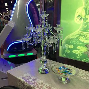 SH-044B gros bougeoirs <span class=keywords><strong>en</strong></span> cristal à 9 bras grand pas cher <span class=keywords><strong>en</strong></span> verre de mariage de candélabres avec cristaux suspendus - Product Image 2