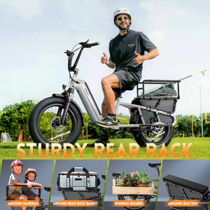 Vélo <span class=keywords><strong>cargo</strong></span> électrique familial en stock UE, 48V, avec siège enfant, couple élevé, cadre basse monture - Product Image 5