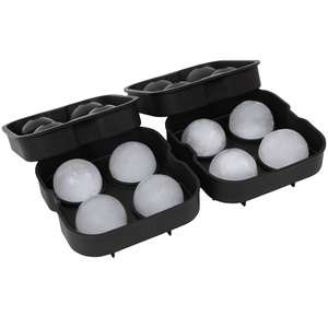 4,5cm 4-Fach Schwarze Runde Eiswürfelform aus Silikon für Cocktails und Bourbon - Product Image 1
