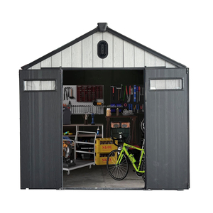 Caseta de Almacenamiento Exterior de Plástico con Piso de <span class=keywords><strong>Resina</strong></span>, Ventana y Puerta con Cerradura, Fácil de Instalar, en Color Gris - Product Image 2