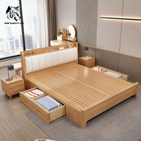 Lit king size 1,8 m en bois, nouveau design, meubles de chambre à coucher, vente directe d'usine en Chine, prix bas, personnalisation possible, faible quantité minimum de commande, livraison directe.