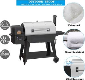Barbecue à granulés moderne en acier inoxydable chromé robuste avec roues, allumage électronique, 80x67CM, flamme de cuisson - Product Image 4
