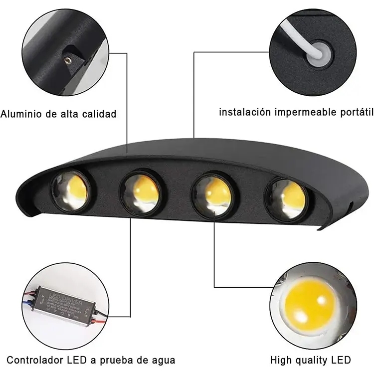 Led Wall Lamp Aluminum Outdoor IP65 Waterproof up Down Wall Light for Home Stair Bedroom Bedside Bathroom Corridor Lighting AC · image 4