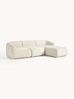 Modernes Luxus-Wohnzimmer Ecksofa-Set mit Gebogenen Armlehnen & Rückenlehnen für Stoffpolsterung 3-2-1-Sitzer 3 Jahre Garantie