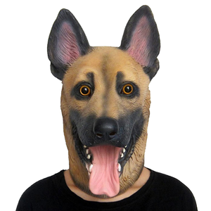 Masque en latex de chien berger allemand pour Halloween, écologique, couvrant tout le visage, pour adulte, taille L, impression numérique, masques de fête - Product Image 1