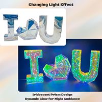 Panneau LED « I Love You » en forme de cœur irisé, lettres lumineuses prismatiques holographiques pour fenêtres, cheminée, salon, fêtes