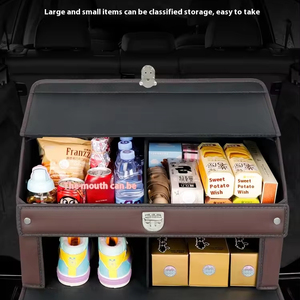Organizador de <span class=keywords><strong>maletero</strong></span> de carga inteligente para camión de calidad, bolsa de almacenamiento plegable para coche, caja de compras hecha de materiales de cuero duraderos - Product Image 6