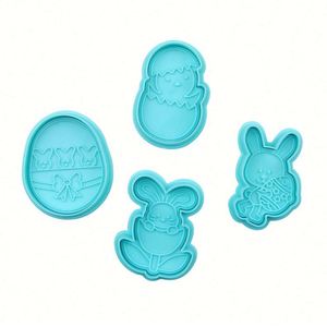 Ensemble d'outils de pâtisserie 3D personnalisés, emporte-pièces en plastique coloré avec poignée à ressort, forme d'œuf de Pâques, OEM/ODM - Product Image 1