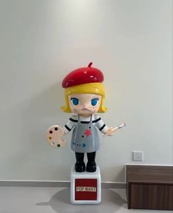 Sculpture d'artiste en plastique renforcé de fibres de verre (FRP) pour l'intérieur, figurine de dessin animé, béret <span class=keywords><strong>rouge</strong></span>, palette, pinceau, statue pour l'espace public, devanture de magasin - Product Image 1